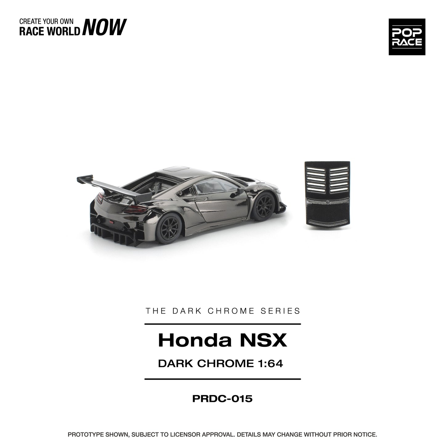 POP RACE 1:64 Honda NSX GT3 EV022 Dark Chrome (PRDC015) - Rear View