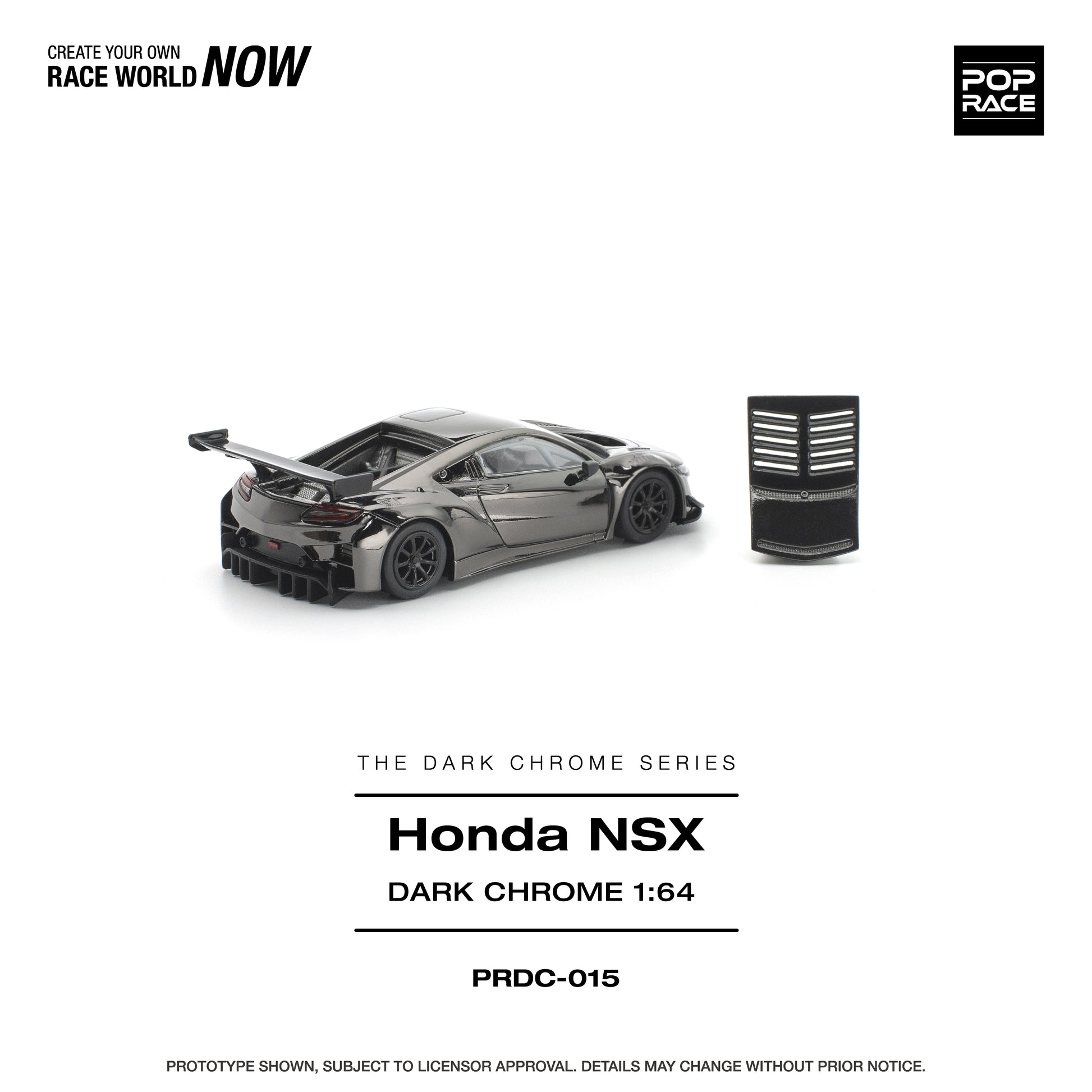 POP RACE 1:64 Honda NSX GT3 EV022 Dark Chrome (PRDC015) - Rear View