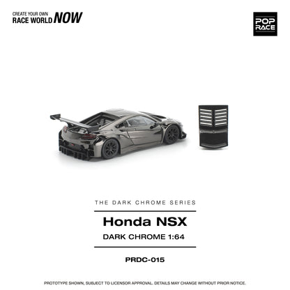 POP RACE 1:64 Honda NSX GT3 EV022 Dark Chrome (PRDC015) - Rear View