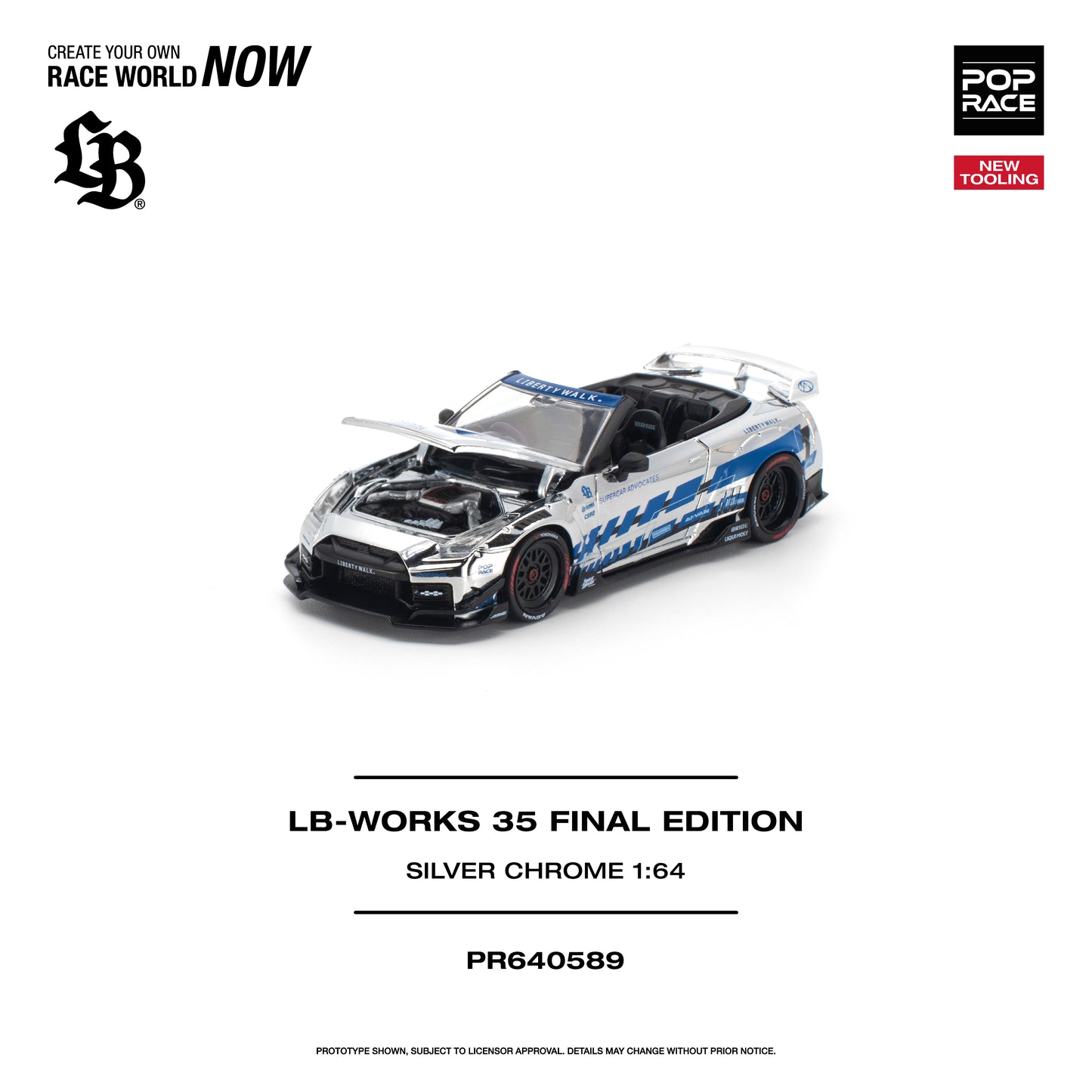 POP RACE 1:64 LB-Works 35 Final Edition Silver Chrome (PR640589) - Detailed View