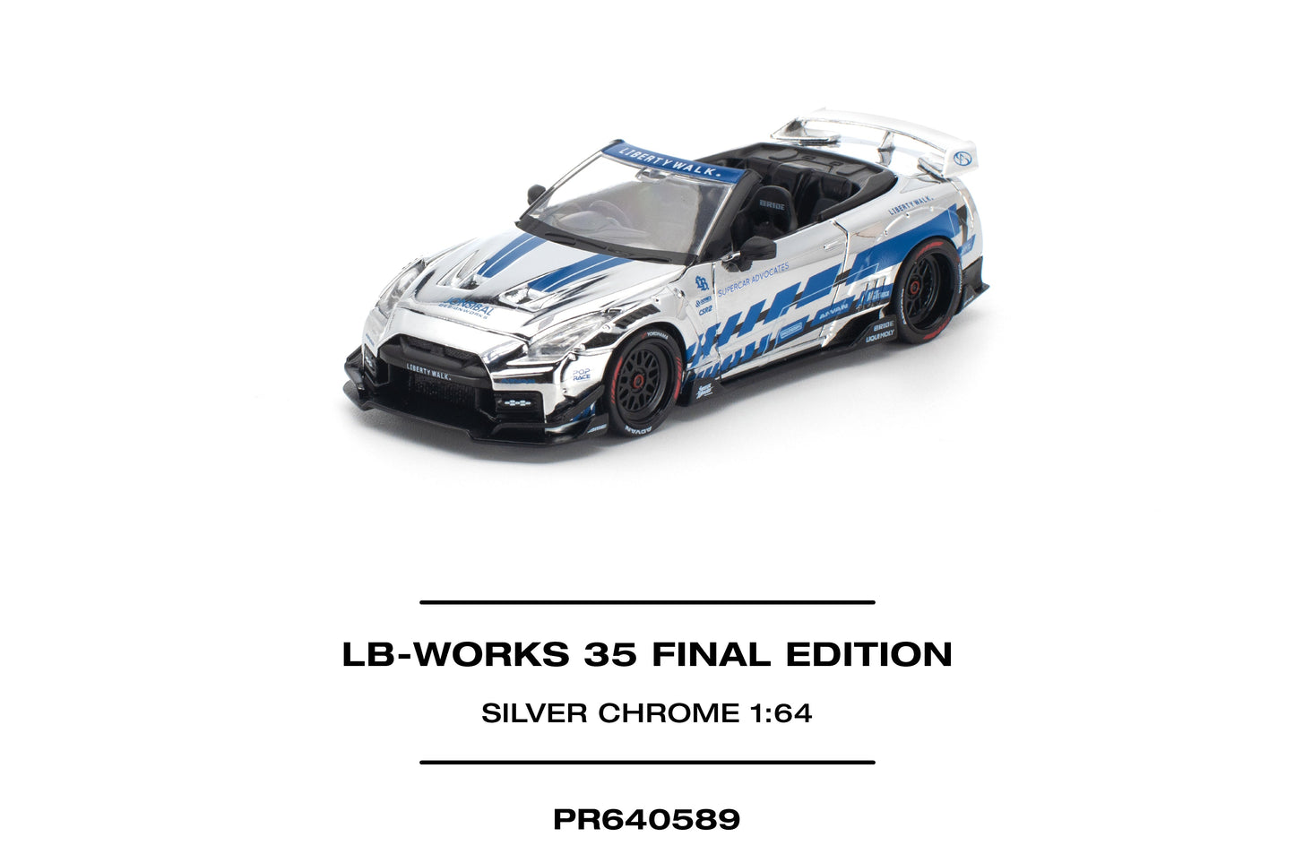 POP RACE 1:64 LB-Works 35 Final Edition Silver Chrome (PR640589) - Front View