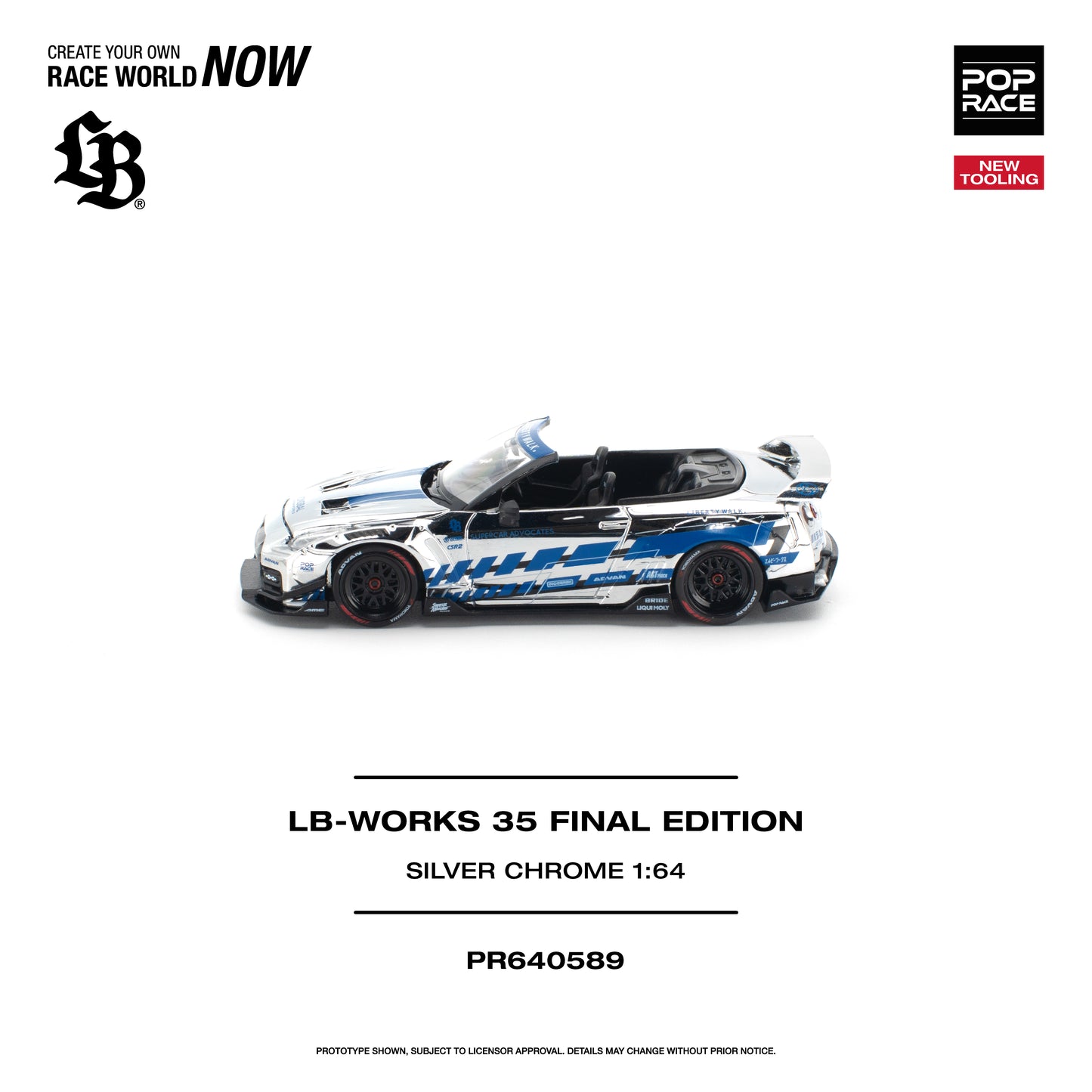 POP RACE 1:64 LB-Works 35 Final Edition Silver Chrome (PR640589) - Side View