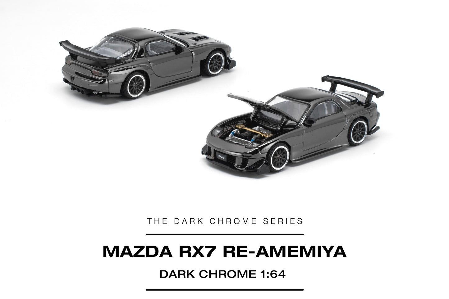 POP RACE 1:64 Mazda RX-7 RE-Amemiya Dark Chrome (PRDC016) - Overview