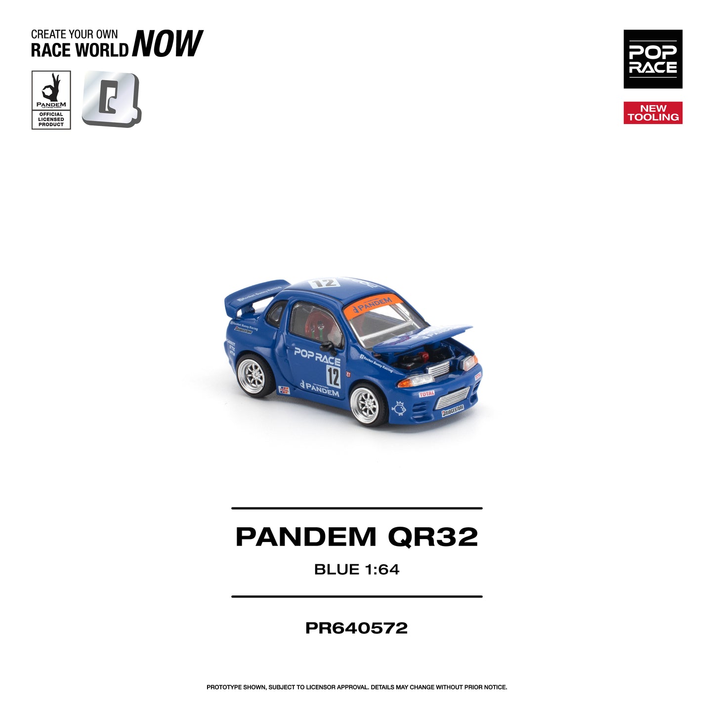 POP RACE 1:64 Pandem QR32 Blue (PR640572) - Front View - 2
