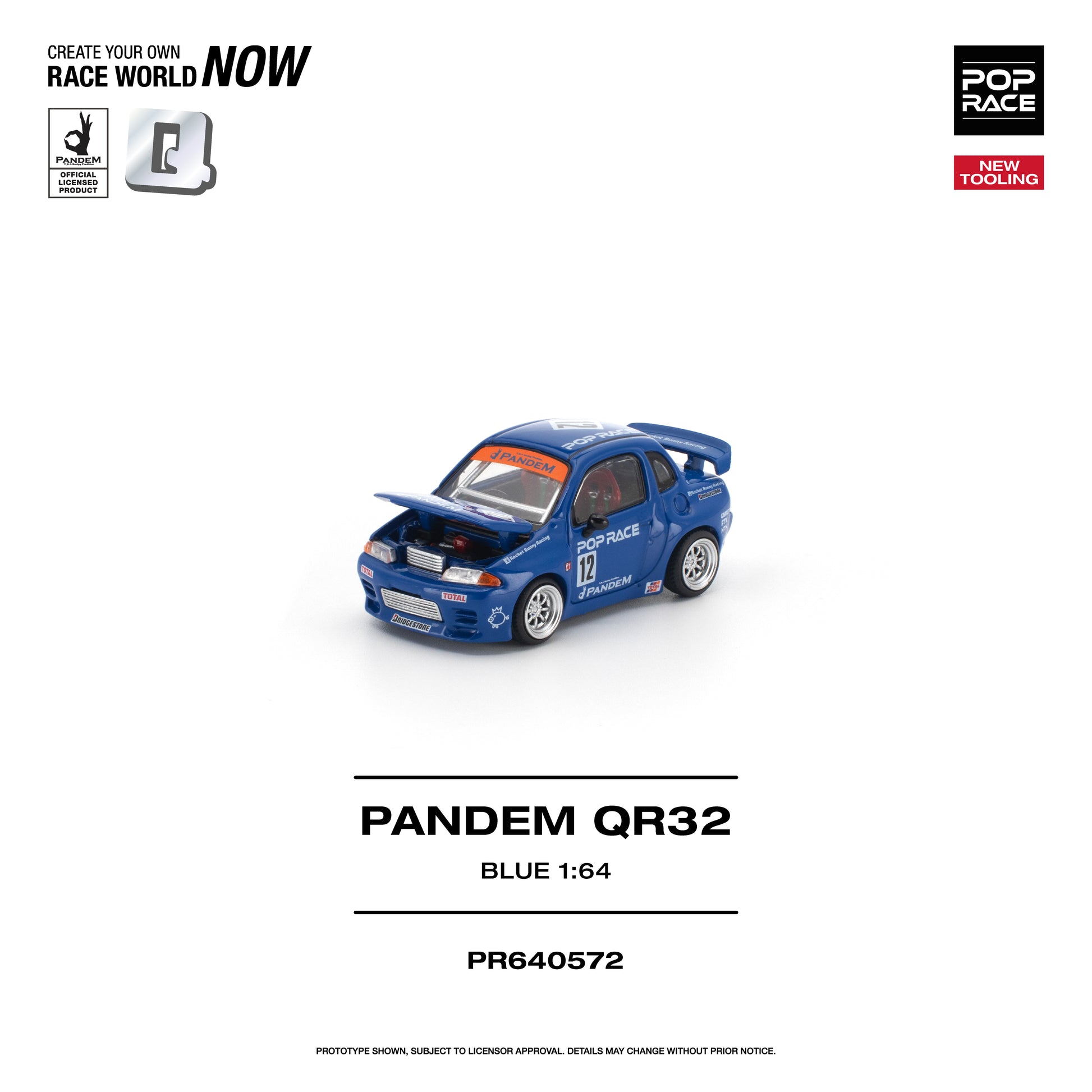 POP RACE 1:64 Pandem QR32 Blue (PR640572) - Front view