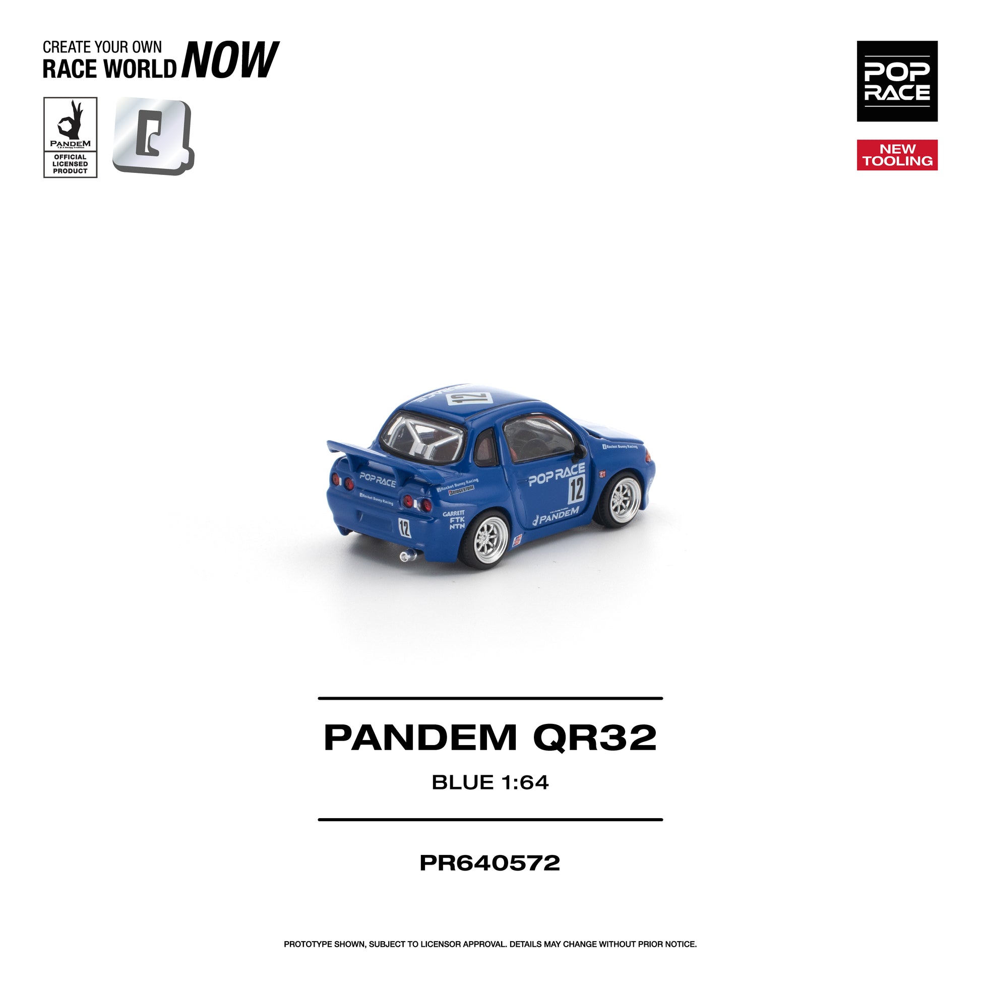 POP RACE 1:64 Pandem QR32 Blue (PR640572) - Rear View 