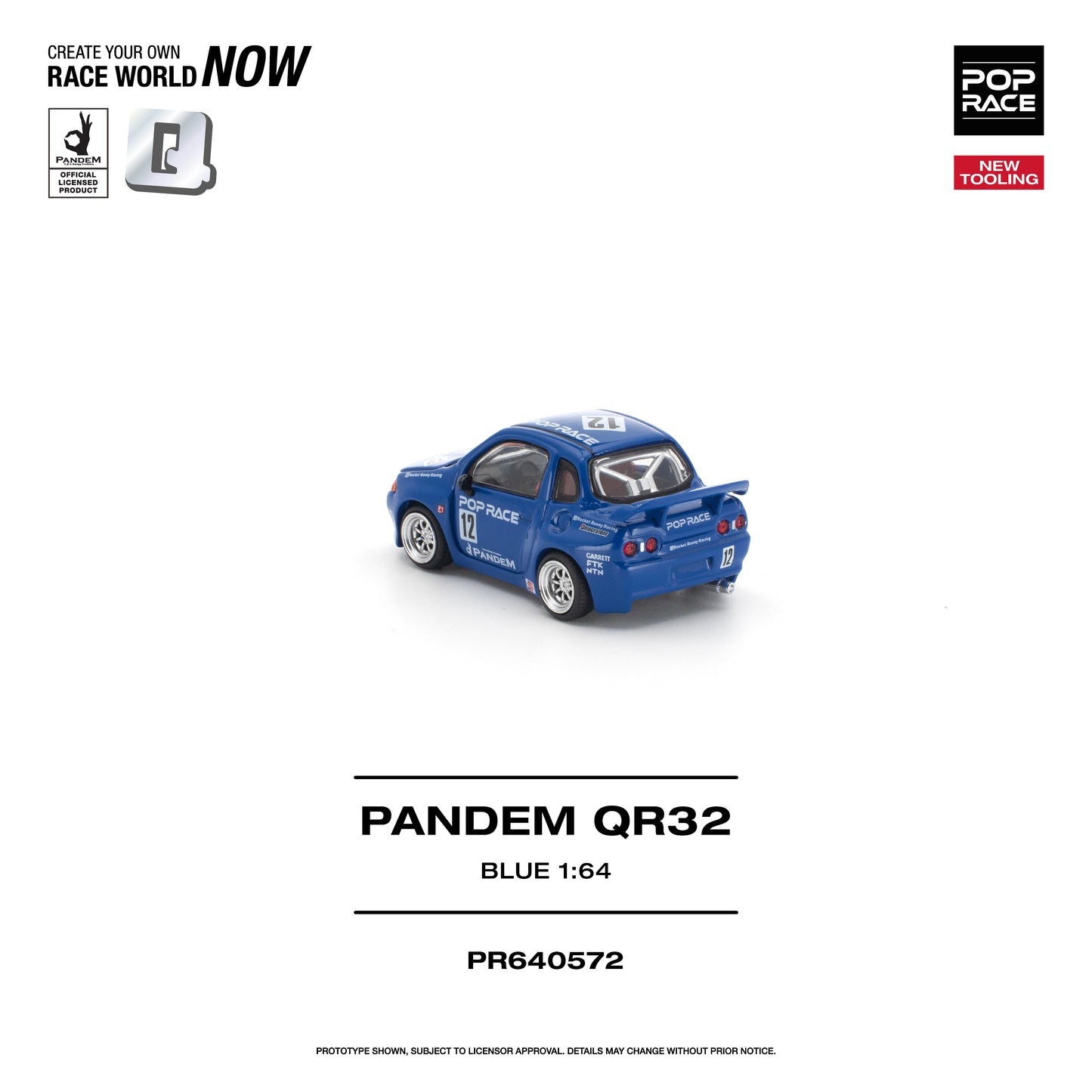 POP RACE 1:64 Pandem QR32 Blue (PR640572) - Rear  View - 1