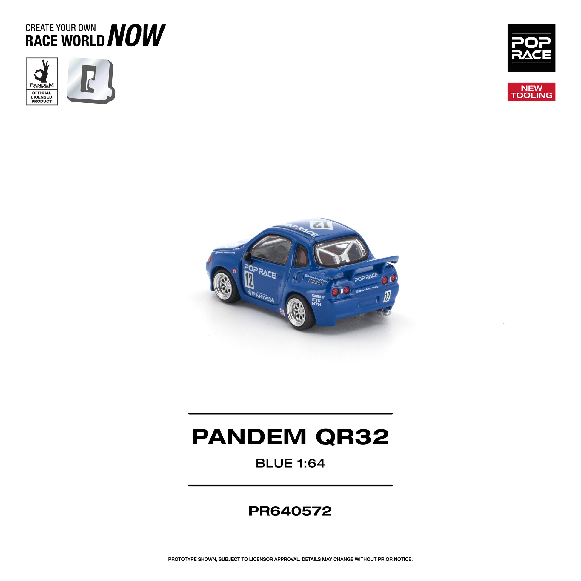 POP RACE 1:64 Pandem QR32 Blue (PR640572) - Rear  View - 1