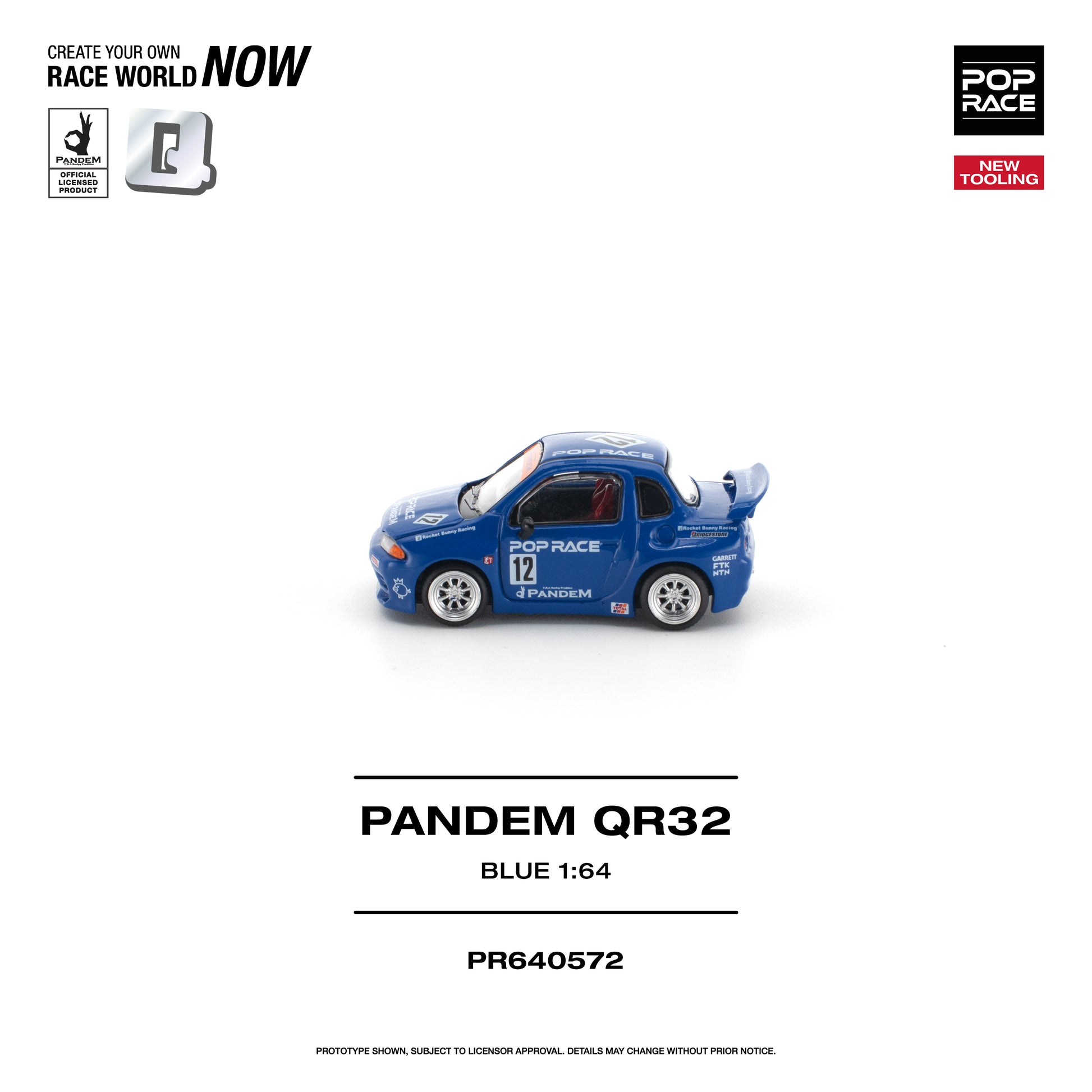 POP RACE 1:64 Pandem QR32 Blue (PR640572) - Side View 
