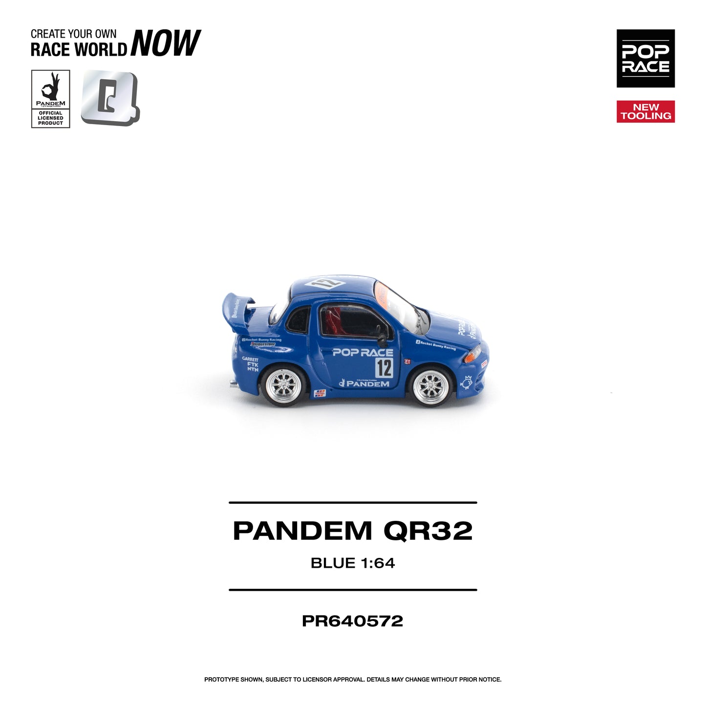 POP RACE 1:64 Pandem QR32 Blue (PR640572) - Side View - 1