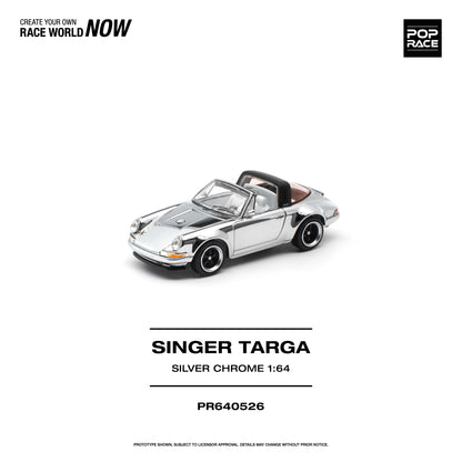 POP RACE 1:64 Singer Targa Silver Chrome (PR640526) - Front View