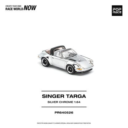 POP RACE 1:64 Singer Targa Silver Chrome (PR640526) - Front View -2
