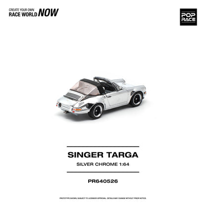 POP RACE 1:64 Singer Targa Silver Chrome (PR640526) - Rear View