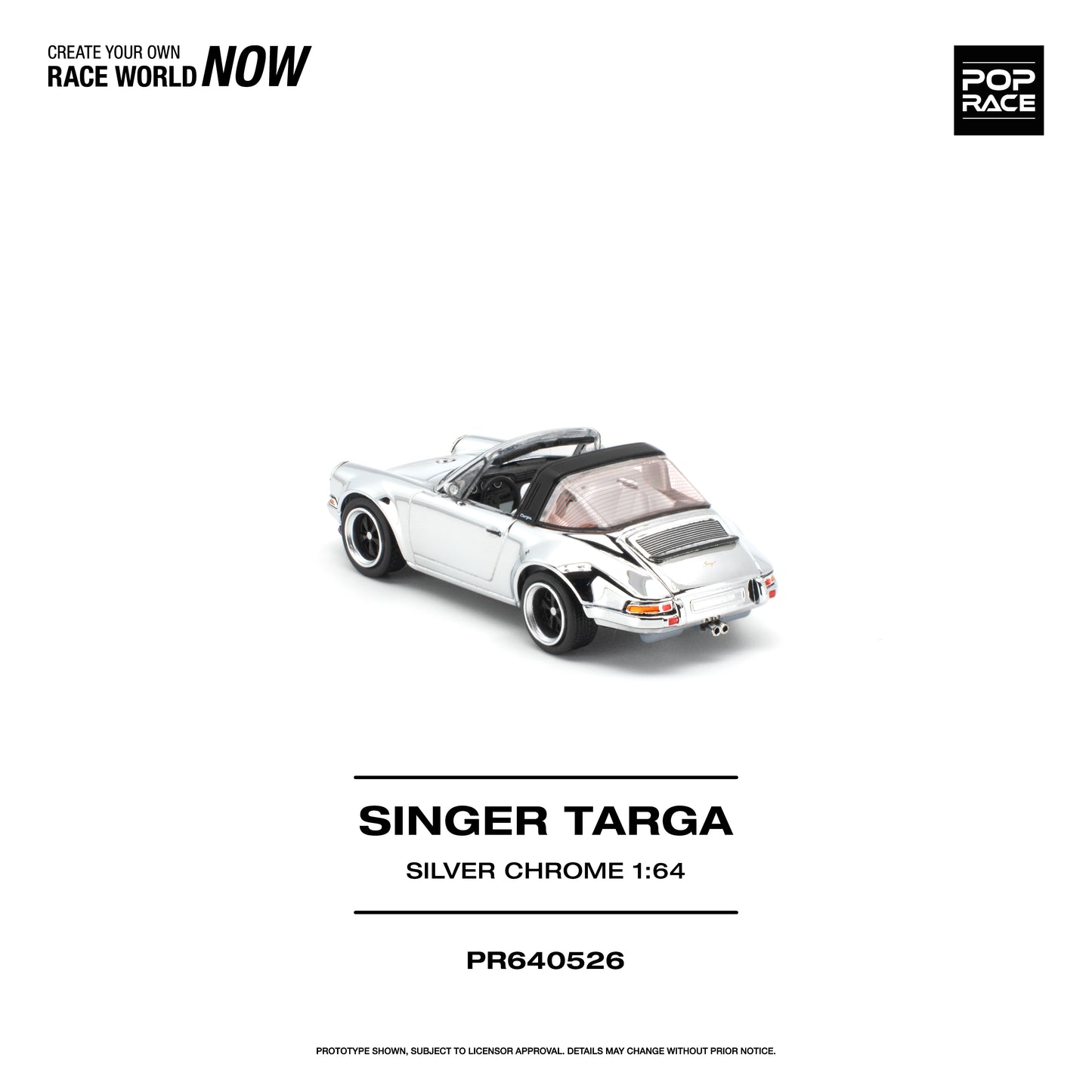 POP RACE 1:64 Singer Targa Silver Chrome (PR640526) - Rear View -2
