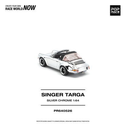 POP RACE 1:64 Singer Targa Silver Chrome (PR640526) - Rear View -2