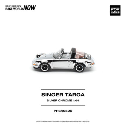 POP RACE 1:64 Singer Targa Silver Chrome (PR640526) - Side View