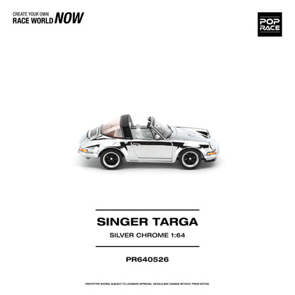POP RACE 1:64 Singer Targa Silver Chrome (PR640526) - Side View -2