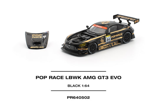 PR640502 POP RACE LBWK Mercedes-AMG GT3 EVO Black 1:64 Scale Diecast - Front View