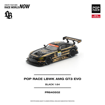 PR640502 POP RACE LBWK Mercedes-AMG GT3 EVO Black 1:64 Scale Diecast - Front View