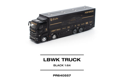 PR640557 POP RACE LBWK Truck Black 1:64 Scale Diecast - Front View