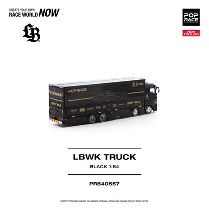 PR640557 POP RACE LBWK Truck Black 1:64 Scale Diecast - Rear View