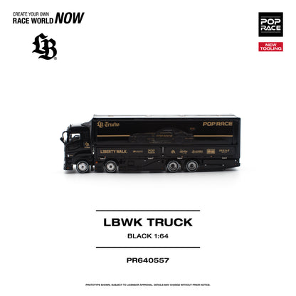 PR640557 POP RACE LBWK Truck Black 1:64 Scale Diecast - Side View