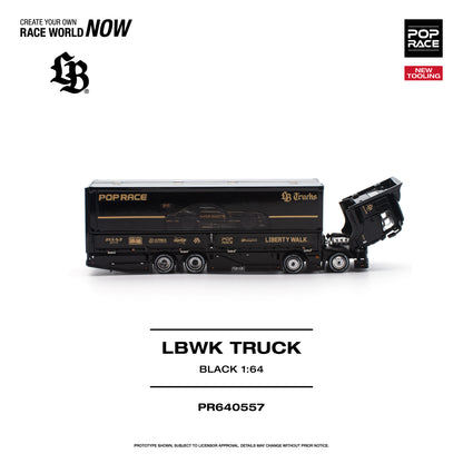 PR640557 POP RACE LBWK Truck Black 1:64 Scale Diecast - Side View3