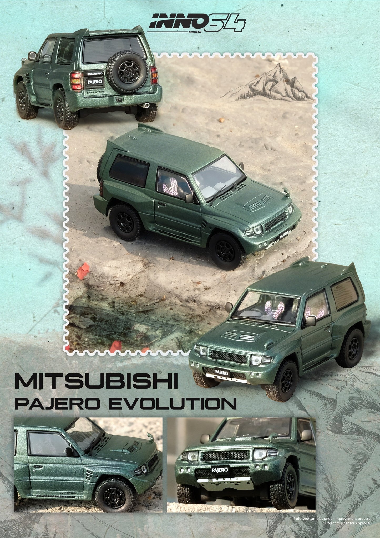 (Pre-Order) (IN64-EVOP-SGRE) MITSUBISHI PAJERO EVOLUTION Satin Green