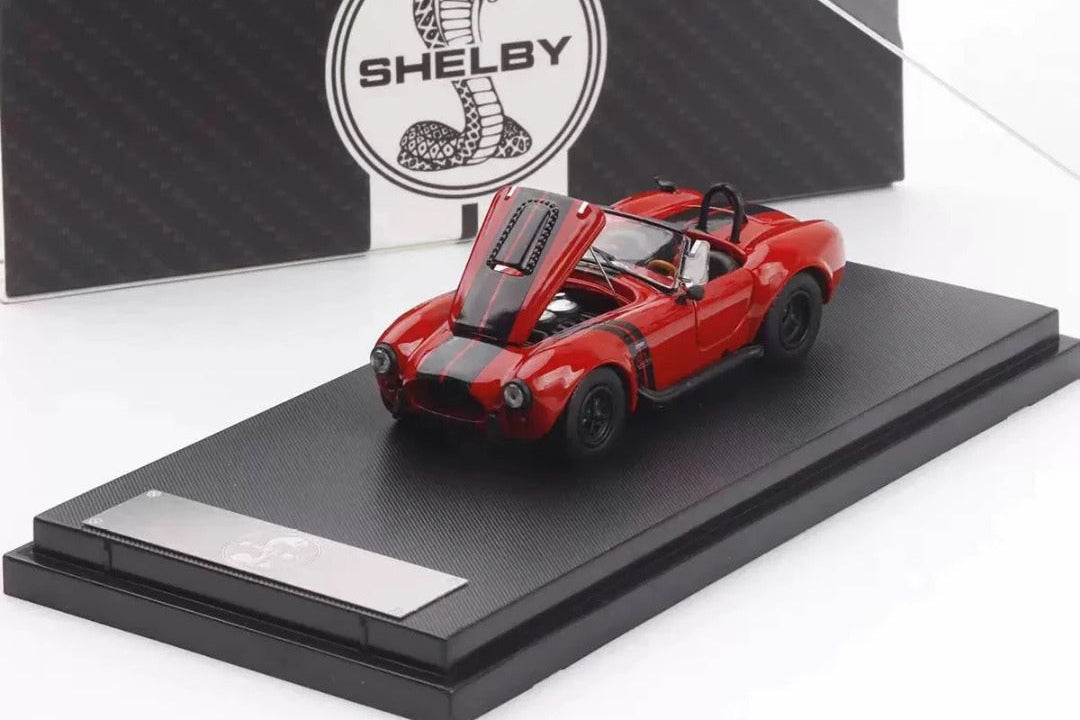 Shelby 427 Alloy Model with Engine Details (Metallic Red + Black Stripes)