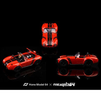 Shelby 427 Alloy Model with Engine Details (Metallic Red + Black Stripes)