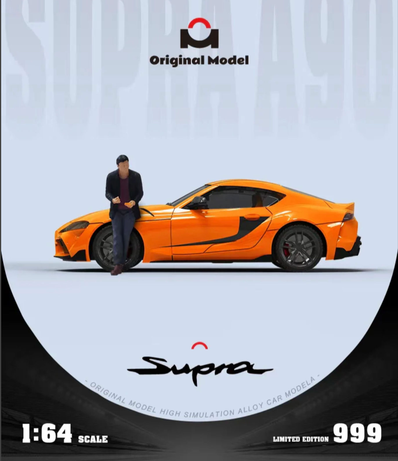 (OM647401-1) Original Model 1:64 Toyota Supra Orange with Figurine