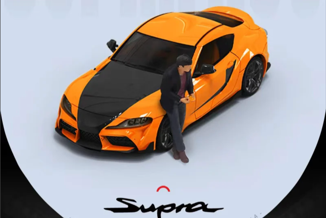(OM647401-1) Original Model 1:64 Toyota Supra Orange with Figurine
