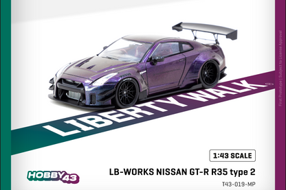 (Pre-Order) (T43-019-MP) - LB-WORKS NISSAN GT-R R35 type 2 (Midnight purple)