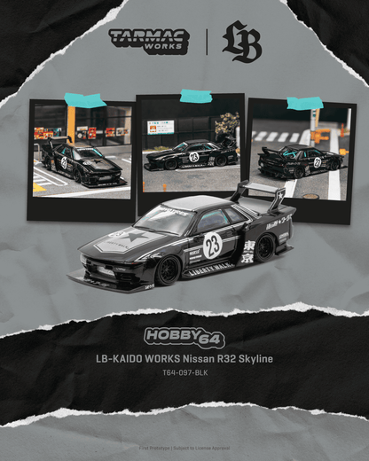 (Pre-Order)(T64-097-BLK) LB-KAIDO WORKS Nissan R32 Skyline - Black