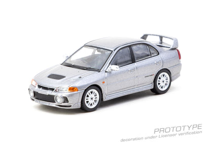 (T64G-076-SL) - Mitsubishi Lancer GSR Evolution IV Silver + Trading Cards Combo Set