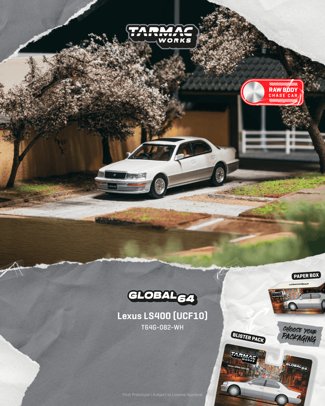 (Pre-Order) (T64G-082-WH) Tarmac Works - Lexus LS400 (UCF10) - Pearl White