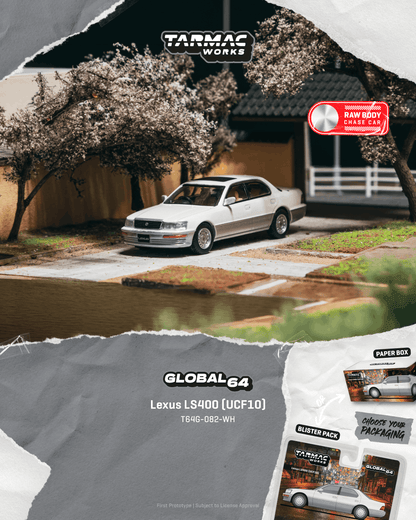 (Pre-Order) (T64G-082-WH) Tarmac Works - Lexus LS400 (UCF10) - Pearl White