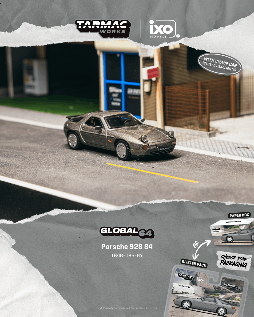 Tarmac Works 1:64 Porsche 928 S4 Grey Metallic (T64G-085-GY) - Overview
