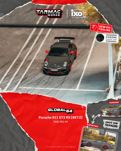 (Pre-Order) (T64G-091-GY) Tarmac Works -  Porsche 911 GT3 RS (997.2) - Grey