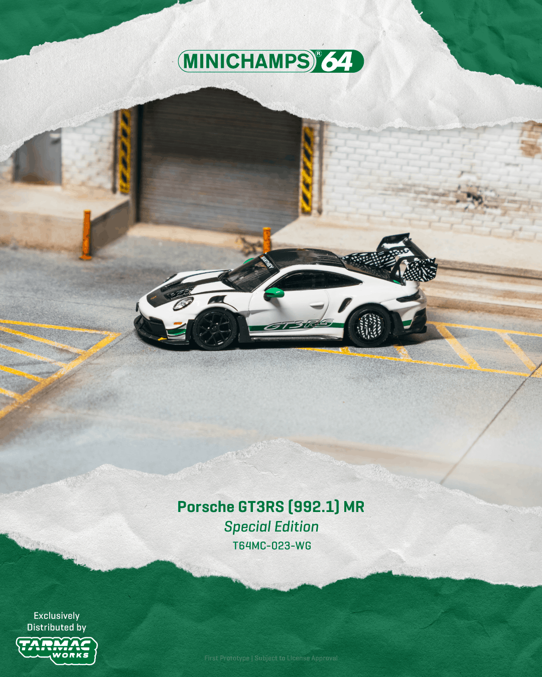 Tarmac Works 1:64 Porsche GT3 RS 992.1 MR White Green (T64MC-023-WG) - Overview