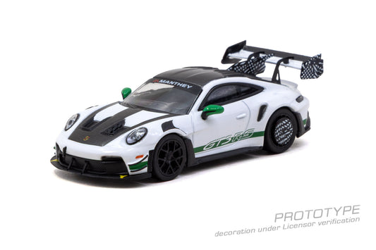 Tarmac Works 1:64 Porsche GT3 RS 992.1 MR White Green (T64MC-023-WG) - Front View