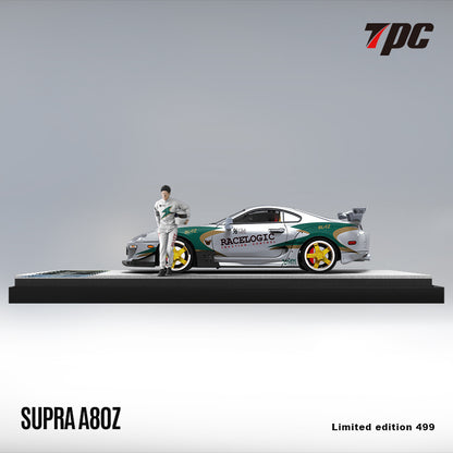 (TPC644426-1) Toyota Supra A80 Z Silver Green with figurine