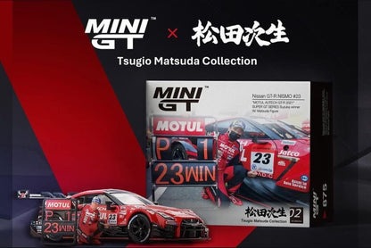 (MGT00875) - Nissan GT-R Nismo #23 "Motul Autech GT-R 2021" Super GT Series Suzuka Winner + Matsuda Figure Tsugio Matsuda Collection Vol 2