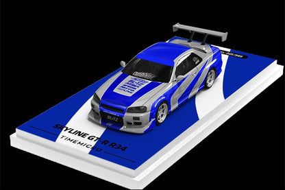 (Pre-Order) (TM800501) Skyline GT-R R34-Blue Silver