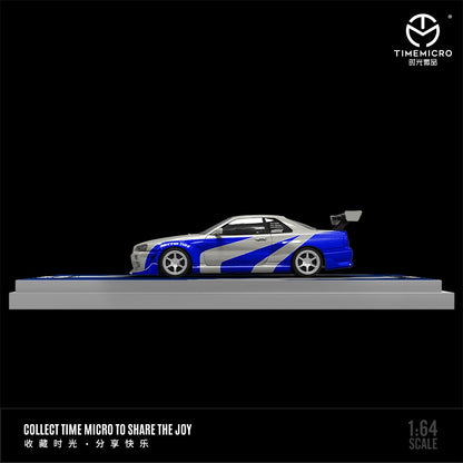 (Pre-Order) (TM800501) Skyline GT-R R34-Blue Silver