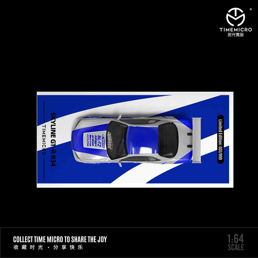 (Pre-Order) (TM800501) Skyline GT-R R34-Blue Silver