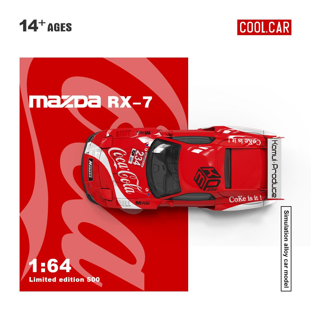 (Pre-Order) (CC647601-1) Mazda RX-7 Coke livery with figurine (Red color)