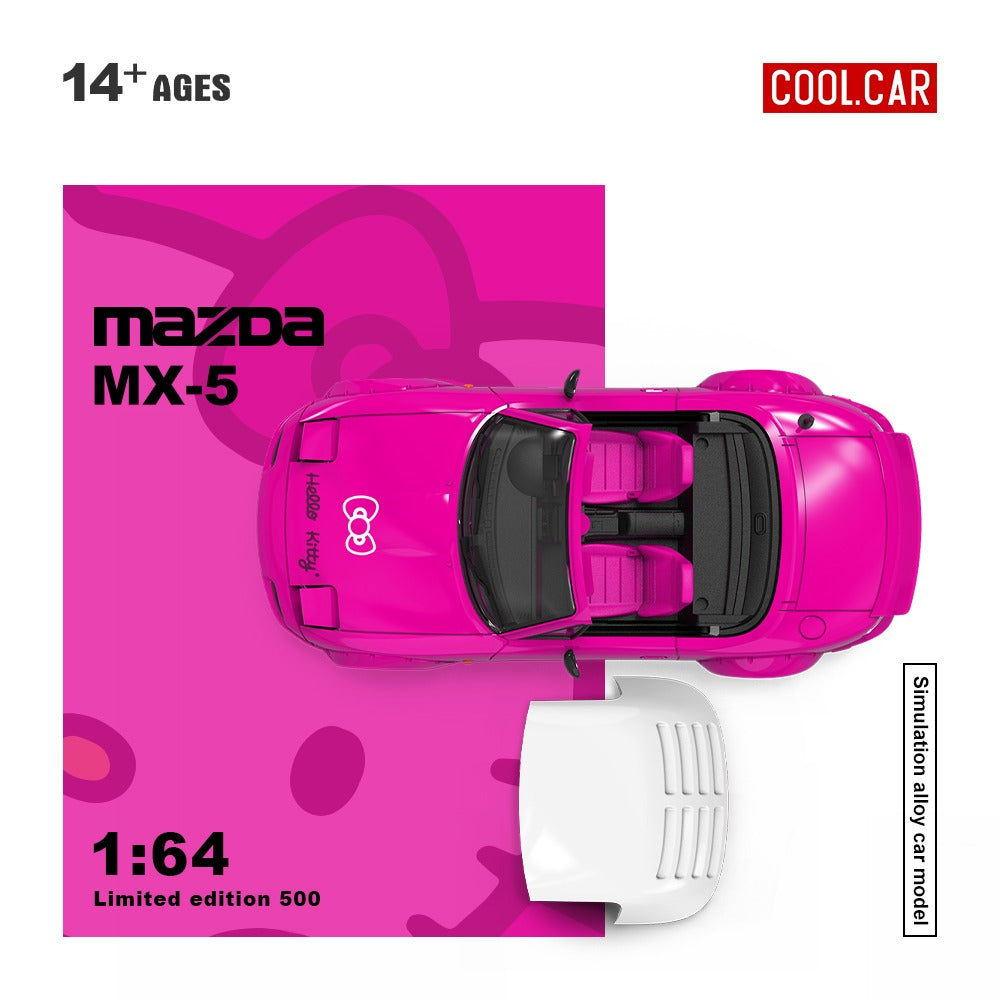 (Pre-Order) (CC646913-1) Mazda MX5-KT - Hello kitty livery with figurine (Dark Pink)