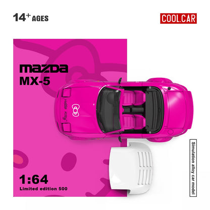 (Pre-Order) (CC646913-1) Mazda MX5-KT - Hello kitty livery with figurine (Dark Pink)