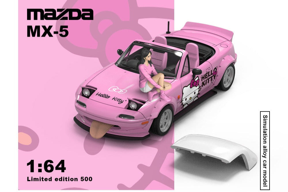(Pre-Order) (CC646914-1) Mazda MX5-KT - Hello kitty livery with figurine (Light Pink)